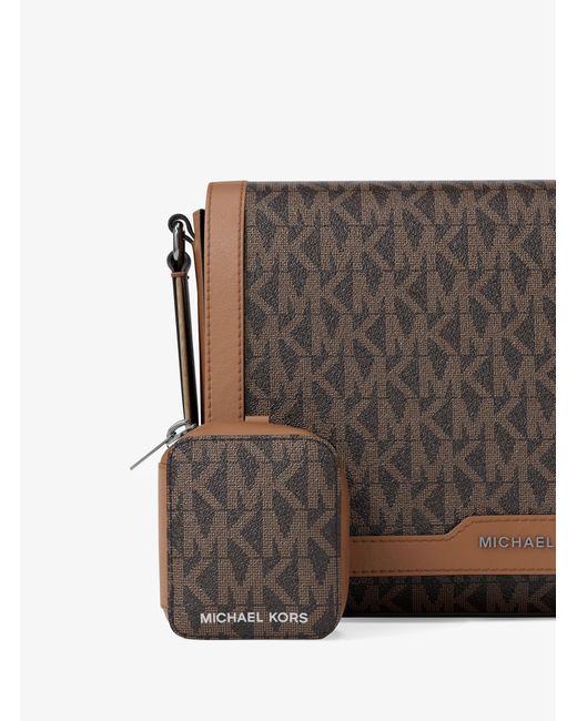 Michael Kors Gray Hudson Mini Signature Logo Crossbody Bag With Airpod Case For Apple Airpods Pro for men