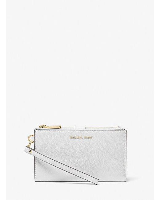 Michael Kors White Mk Adele Pebbled Leather Smartphone Wallet