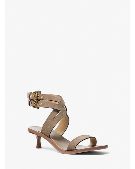 Michael Kors Natural Irene Suede Kitten Heel Sandal