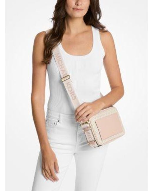 Michael Kors Pink Maeve Large Signature Logo Crossbody Bag