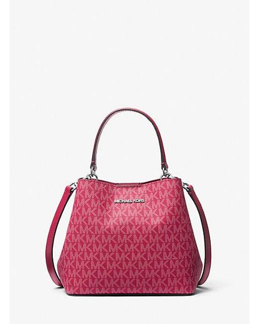 Michael Kors Pink Pratt Small Signature Logo Convertible Shoulder Bag
