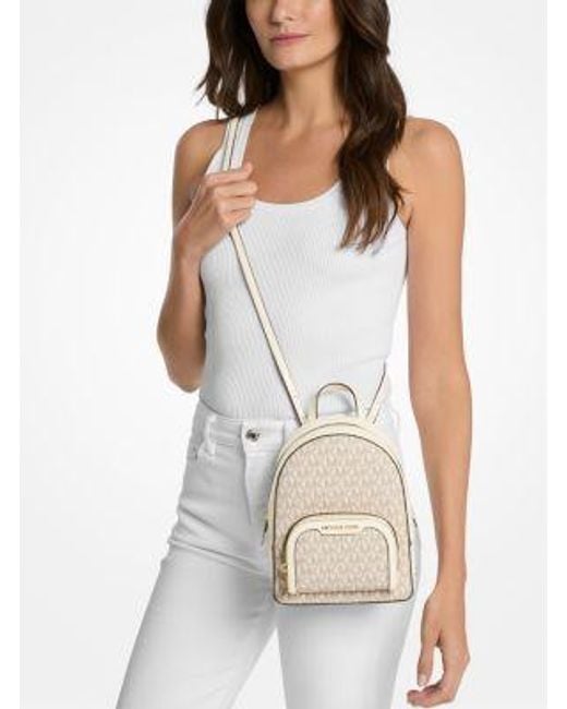 Michael Kors Natural Jaycee Extra-Small Signature Logo Backpack