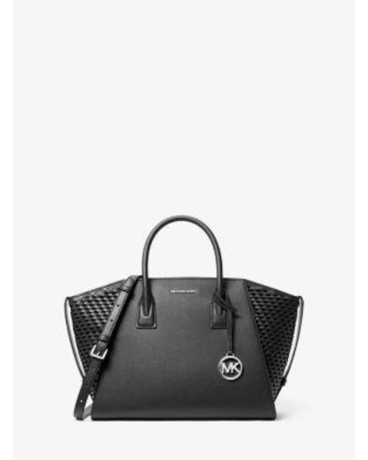 Michael Kors Black Avril Large Woven Satchel