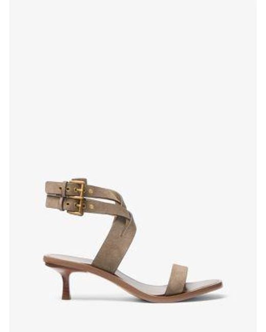 Michael Kors Natural Irene Suede Kitten Heel Sandal