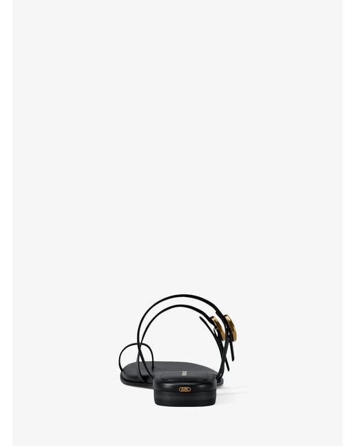 Michael Kors Black Kya Leather Flat Sandal