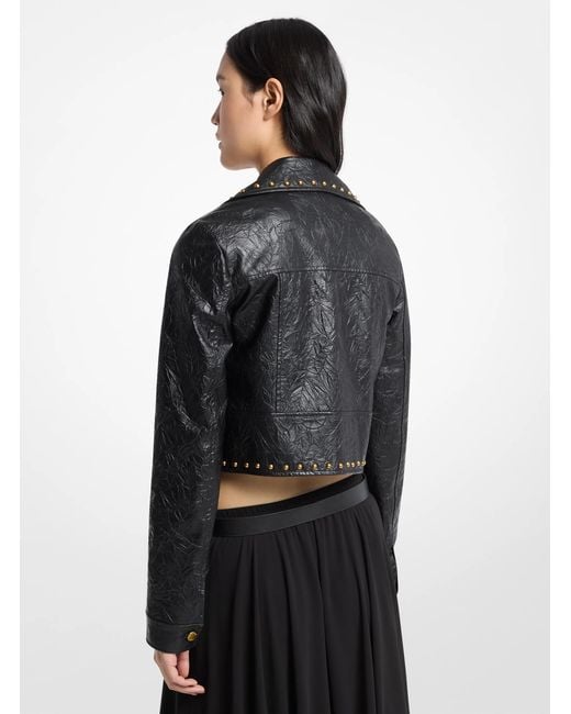 Michael Kors Black Crinkled Studded Jacket