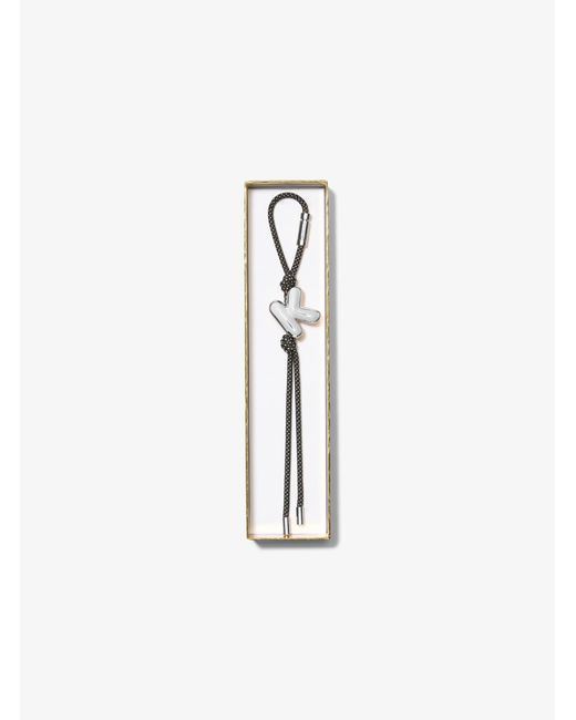 MICHAEL Michael Kors White Mk Initial-Tone And Speckled Cord Bag Charm