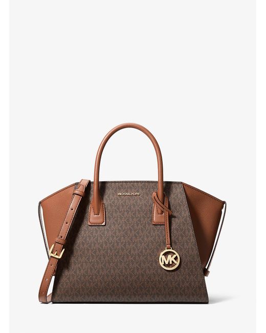 Mkbolso Satchel Avril Grande Con Logotipo Michael Kors Outlet de color Brown