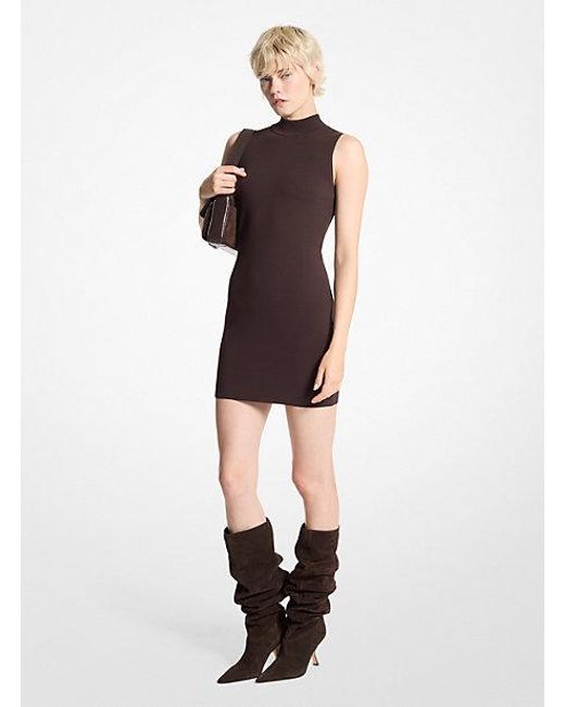 Michael Kors Stretch Viscose Mock Neck Dress in Natural Lyst UK