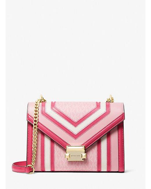 Michael Kors Pink Whitney Medium Color-block And Signature Logo Shoulder Bag