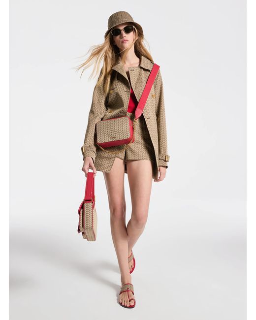 MICHAEL Michael Kors White Mk Mk2000 Logo Jacquard Trench Coat