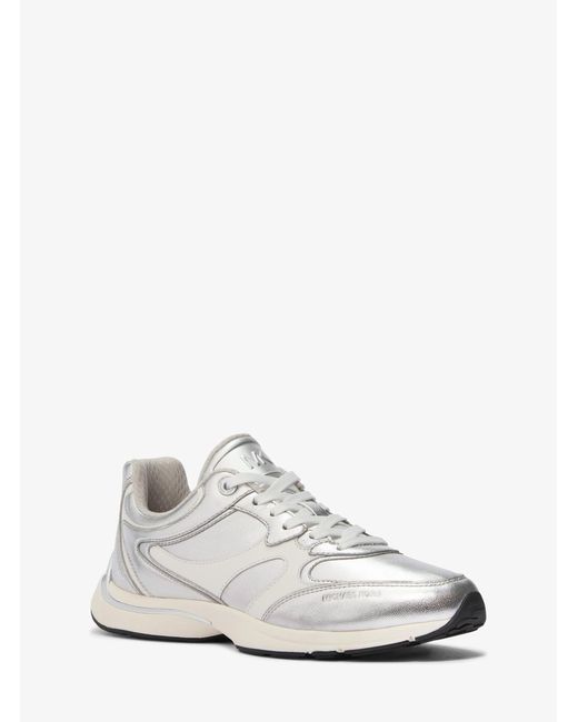 MICHAEL Michael Kors White Riley Metallic Leather Trainer