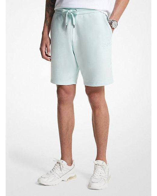 Michael Kors Blue French Terry Cotton Blend Shorts for men