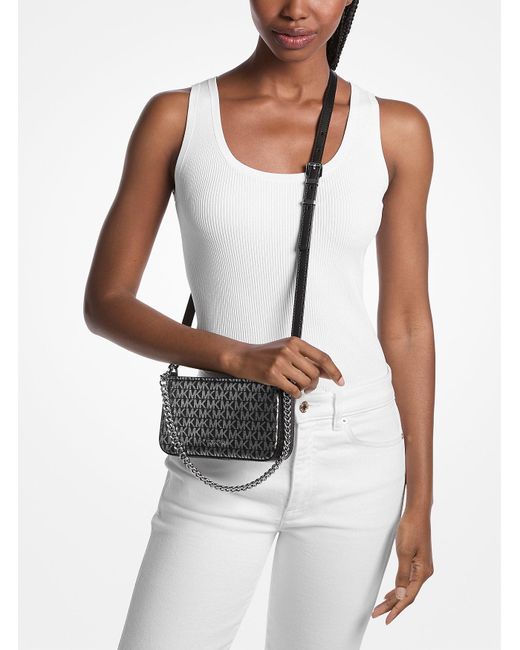 Mkpochette Transformable Bryant Pequeño Con Logotipo Metalizado MICHAEL Michael Kors de color White