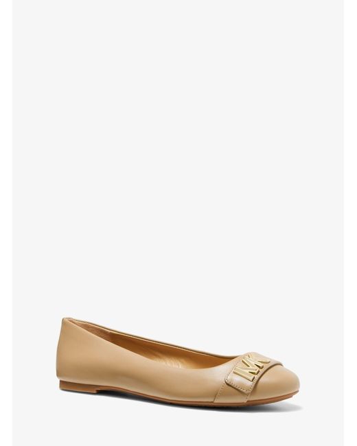 Michael Kors Jilly Leather Ballet Flat in Natural | Lyst