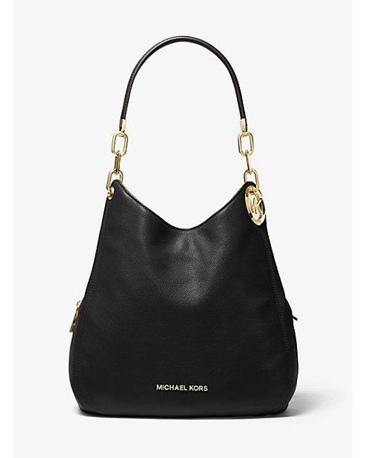 Michael Kors Black Lillie Large Pebbled Leather Shoulder Bag