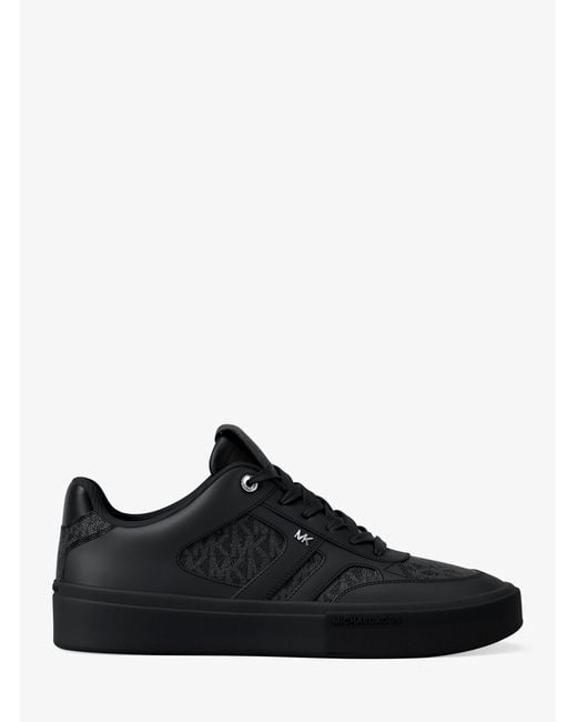 Michael Kors Black Mk Dane Mixed-Media Trainers for men
