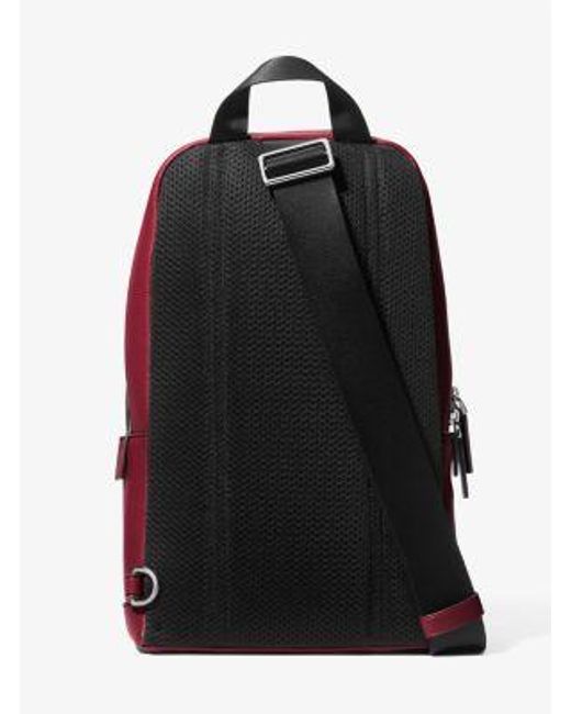 Michael Kors Red Cooper Pebbled Leather Sling Pack for men