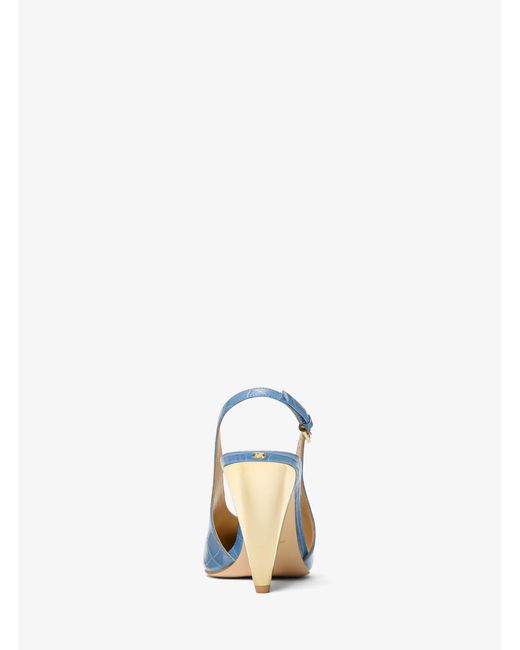 MICHAEL Michael Kors Blue Mk Electra Crocodile Embossed Leather Slingback Pump