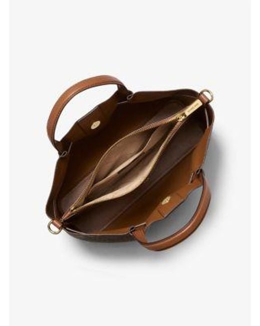 Michael Kors Brown Carson Medium Signature Logo Satchel