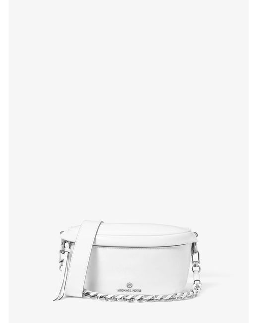 Michael Kors White Slater Extra-small Crinkled Patent Leather Sling Pack
