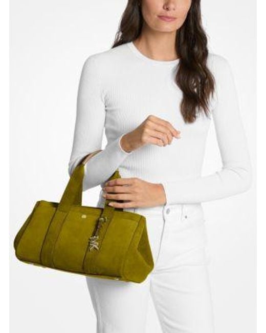 Michael Kors Green Romee Small Suede Satchel