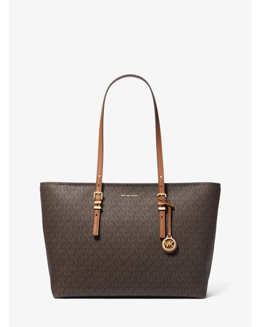 MICHAEL Michael Kors Brown Quinn Large Signature Logo And Leather Tote Bag