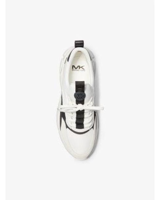 Michael Kors Darius Mixed-Media Trainer in White for Men | Lyst