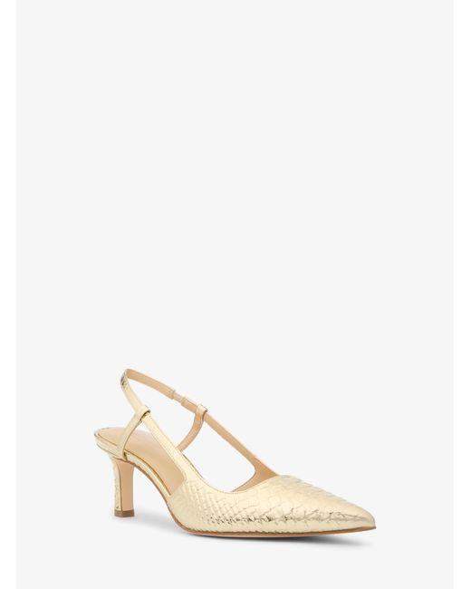 MICHAEL Michael Kors Natural Mk Alora Metallic Snake Embossed Leather Slingback Pump