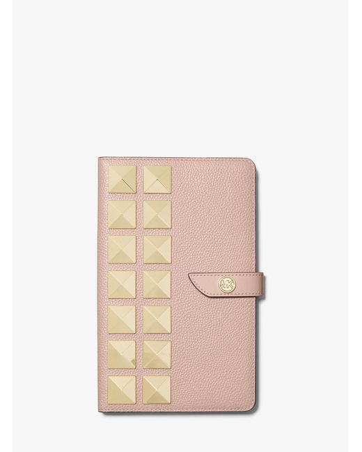 Michael Kors Pink Medium Studded Pebbled Leather Notebook