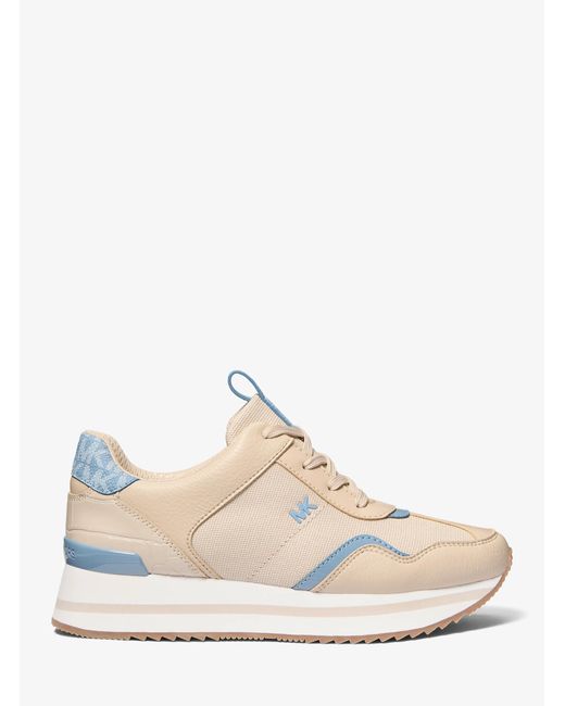 MICHAEL Michael Kors White Mk Raina Mixed-Media Trainer