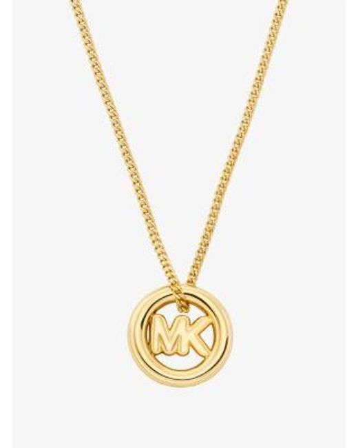 Michael Kors Metallic Logo Charm Necklace