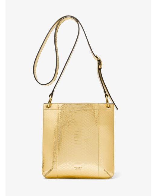 Michael Kors Natural Tate Small Metallic Python Embossed Leather Crossbody Bag