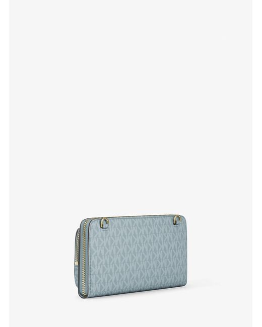 MICHAEL Michael Kors Blue Mk Jet Set Large Signature Logo Continental Crossbody Bag