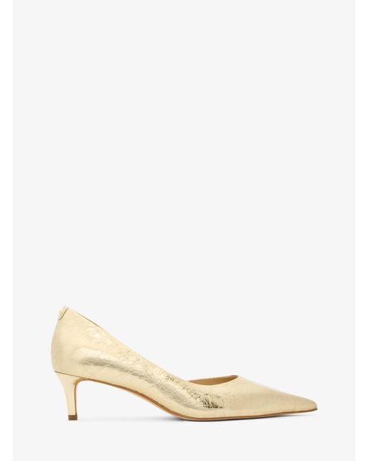 MICHAEL Michael Kors Natural Mk Elyse Crackled Metallic Leather Kitten Pump