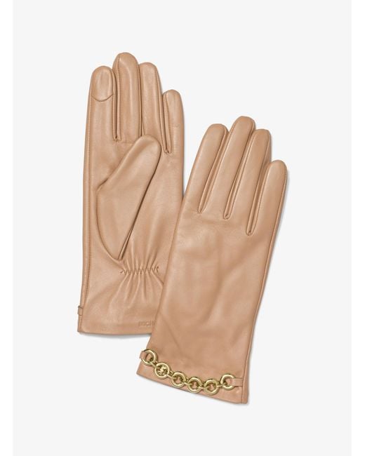 MICHAEL Michael Kors White Mk Embellished Leather Gloves