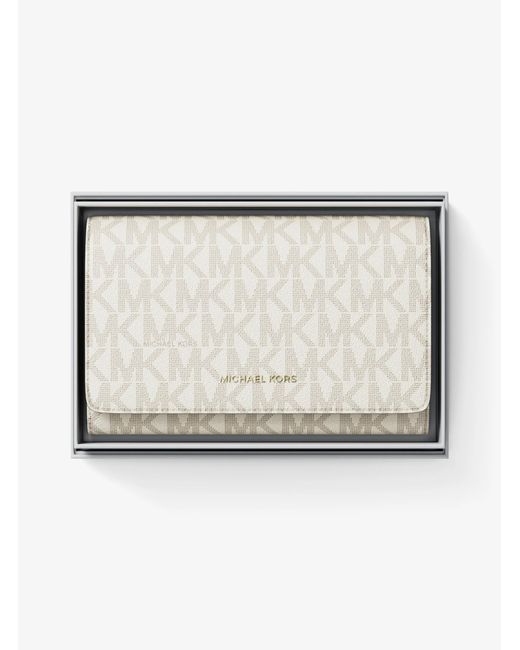 MICHAEL Michael Kors White Mk Jet Set Large Signature Logo Wallet