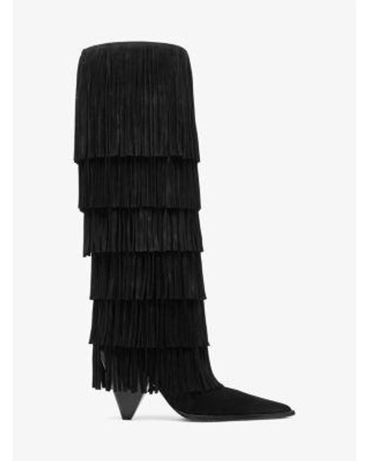 Michael Kors Black Jayla Suede Fringed Boot