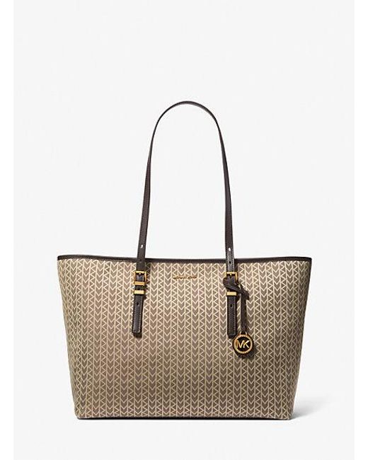 MICHAEL Michael Kors Natural Quinn Large Mk2000 Logo Jacquard Tote Bag