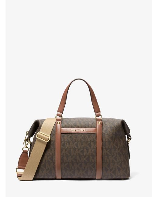 Michael Kors Outlet Brown Mk Beck Medium Signature Logo Satchel