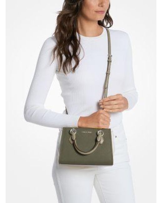 Michael Kors Green Marilyn Small Color-Block Saffiano Leather Messenger Bag