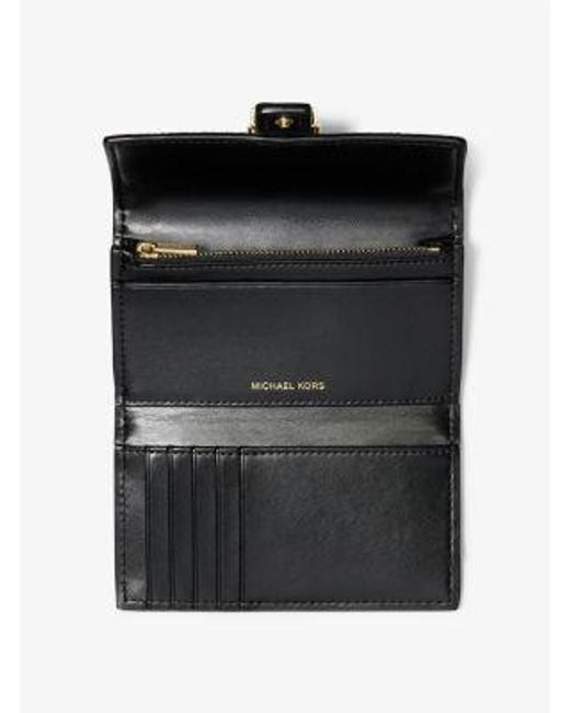 Michael Kors White Nolita Medium Leopard Print Calf Hair And Leather Tri-Fold Wallet