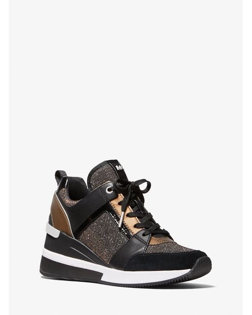 MICHAEL Michael Kors Black Mk Georgie Chain-Mesh And Leather Trainer