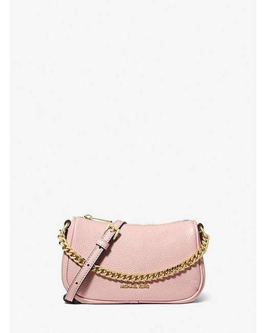 Michael Kors Pink Carmela Small Pebbled Leather Convertible Crossbody Bag