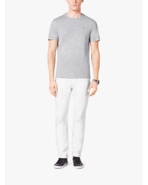 Camiseta de cuello redondo en algodón Michael Kors de hombre de color White