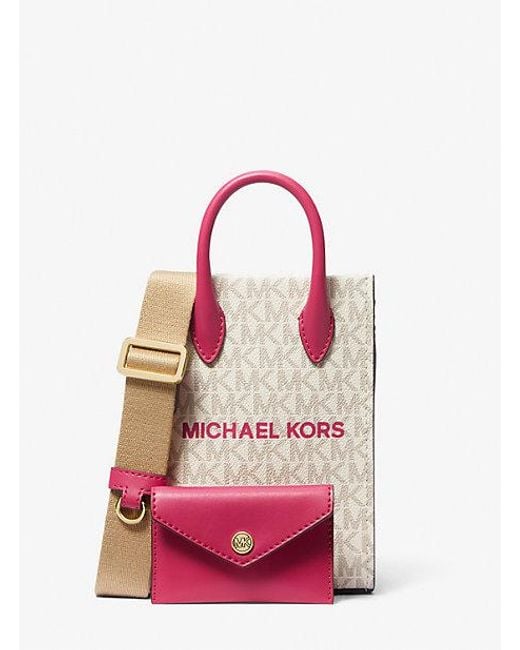 Michael Kors Pink Mirella Extra-small Signature Logo Smartphone Crossbody Bag
