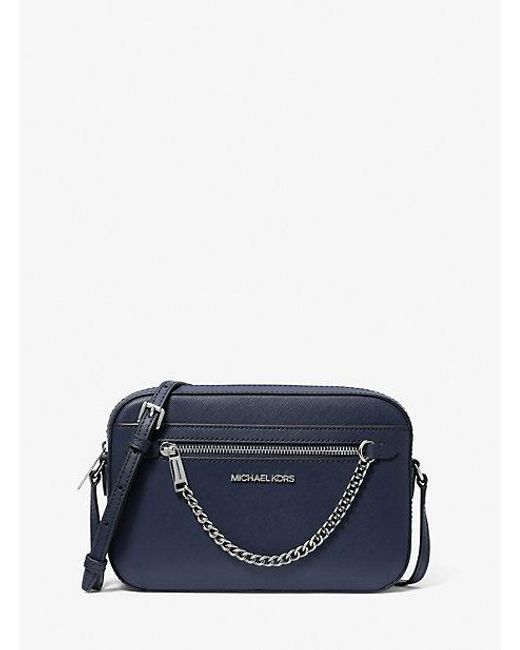 Michael Kors Blue Jet Set Large Saffiano Leather Crossbody Bag