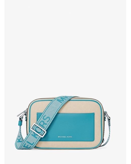 MICHAEL Michael Kors Blue Mk Maeve Large Canvas Crossbody Bag