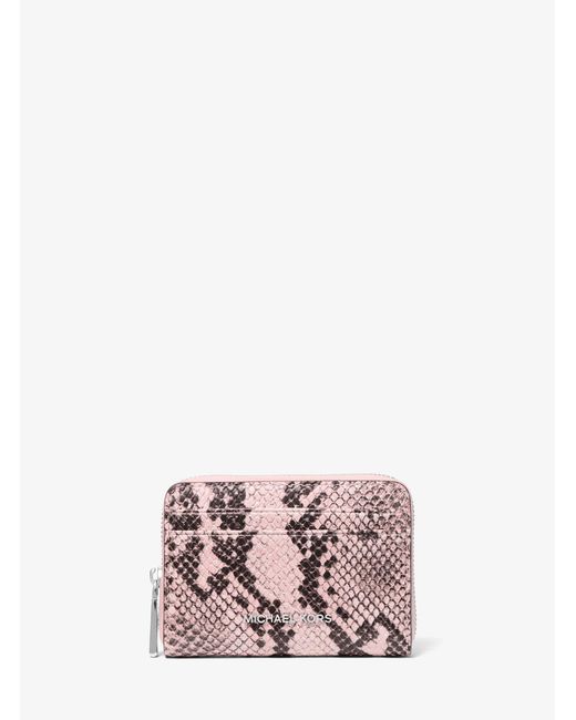 MICHAEL Michael Kors Pink Mk Jet Set Small Snake Embossed Leather Wallet