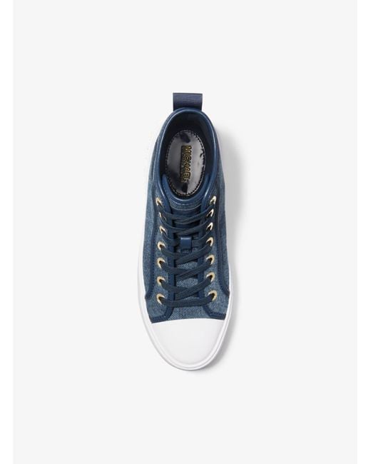 Michael Kors Blue Hi-Top-Sneaker Evy Aus Denim